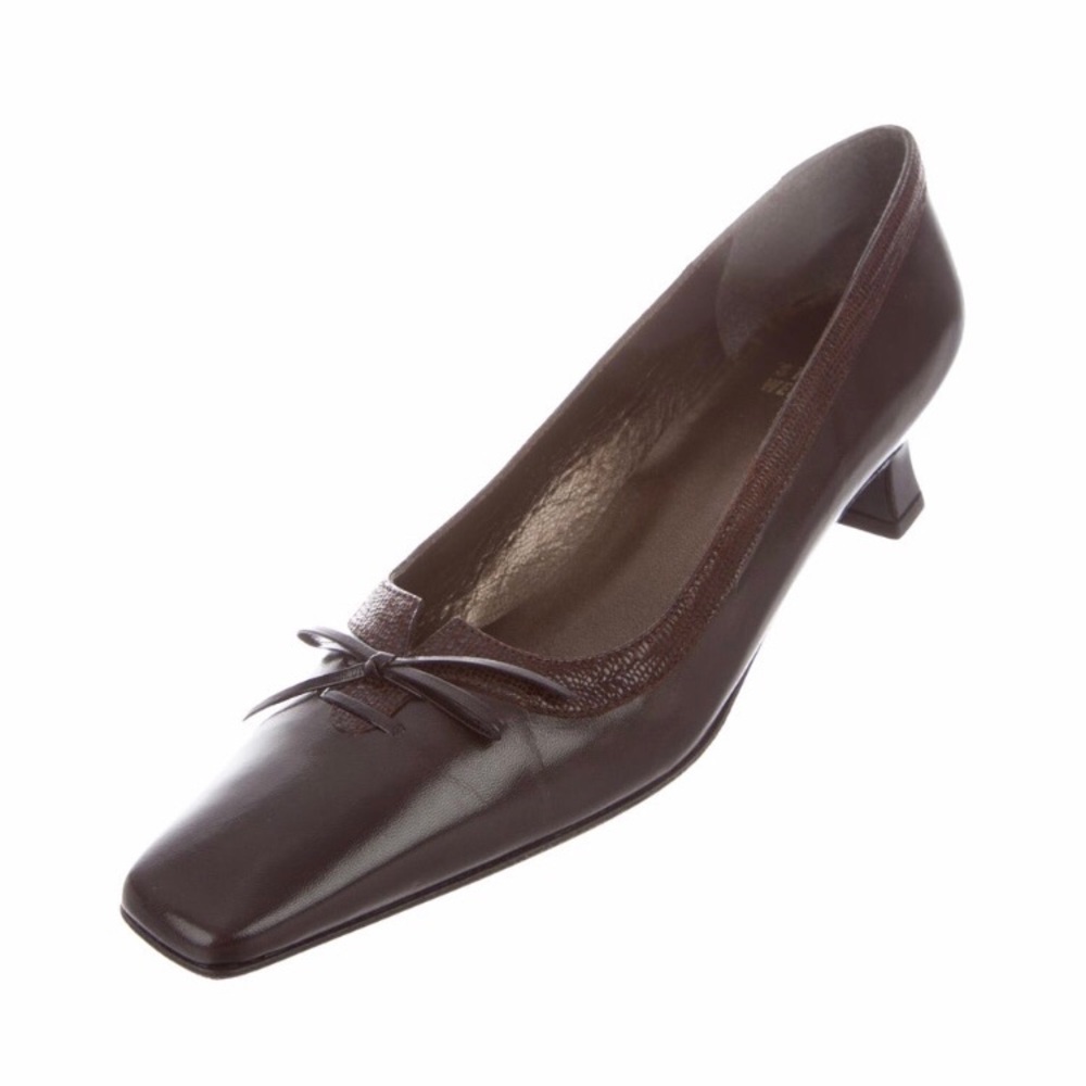 Stuart Weitzman Leather Square-Toe Pumps 7